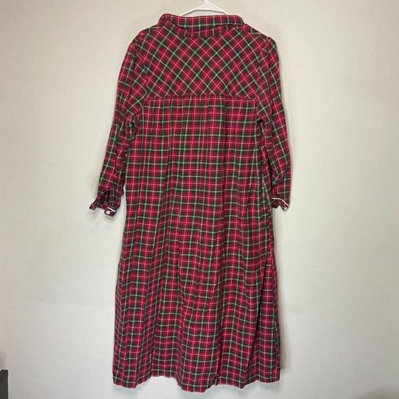 LL Bean Women LP Nightgown Night Shirt Red Plaid Sleep Gown Flannel Pajama Soft - Picture 3 of 8